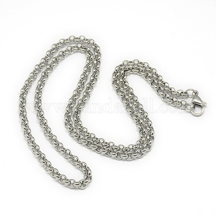 Trendy Unisex 201 Stainless Steel Cross Rolo Chain Necklaces NJEW-L043B-09P-1