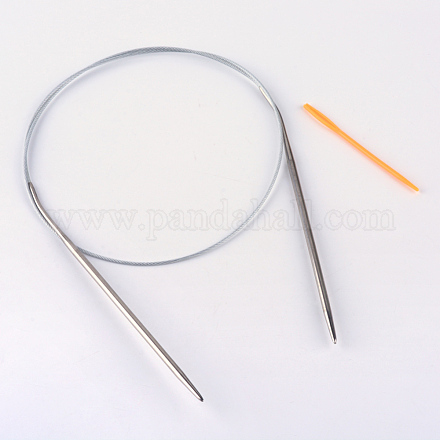 鋼線ステンレス鋼円形編み針とランダムな色のプラスチック製のタペストリー針  利用できるより多くのサイズ  ステンレス鋼色  800x2.25mm  2個/袋 TOOL-R042-800x2.25mm-1