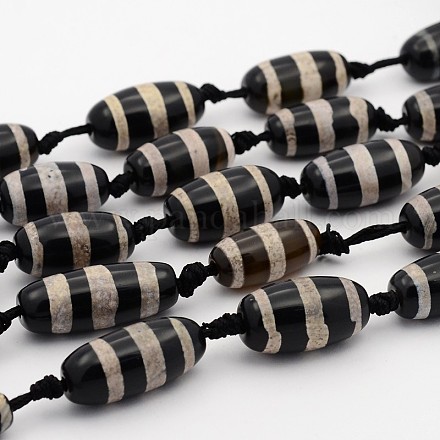 Natural Striped Black Agate Beads Strands G-I135-03-1