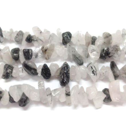 Natural Rutilated Quartz Chips Beads Strands F010-1