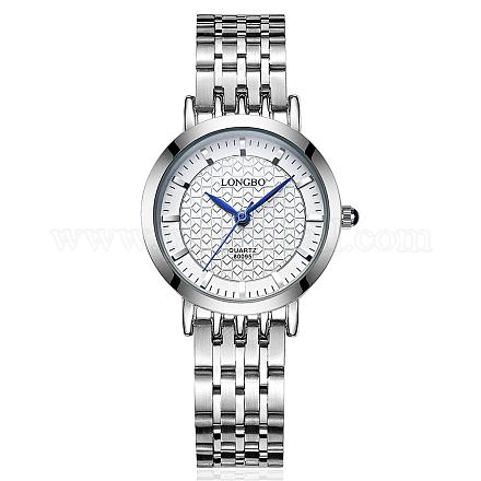 カップルの恋人の腕時計  女性用ステンレススチール防水クォーツ腕時計  ホワイト  ステンレス鋼色  周囲：205ミリメートル WACH-BB19219-02-1