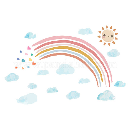 Superdant arcobaleno e boho adesivi murali per bambini sole nuvole decalcomanie da muro stacca e attacca adesivi murali colorati rimovibili per la camera da letto dei bambini arredamento del soggiorno DIY-WH0228-658-1
