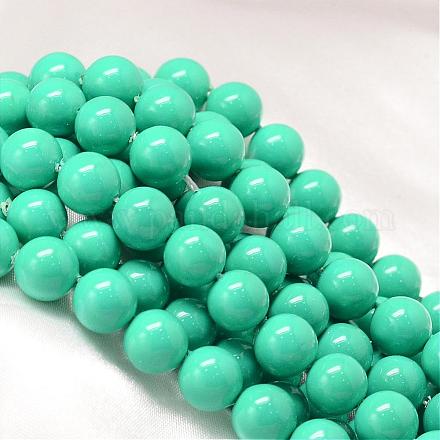 Baking Painted Shell Pearl Round Bead Strands BSHE-L011-6mm-B014-1