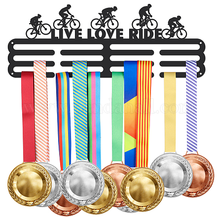 Superdant porte-médailles pour vélos live love ride porte-médailles mural pour 60+ porte-médailles suspendu présentoir récompenses support de ruban de sport affichage mural cadeau d'athlète ODIS-WH0021-227-1