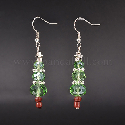 Orecchini pendenti con perle di vetro natalizio X-EJEW-JE01624-1