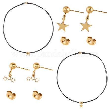 304 set di collane con pendente in acciaio inossidabile e orecchini pendenti SJEW-UN0001-01G-1
