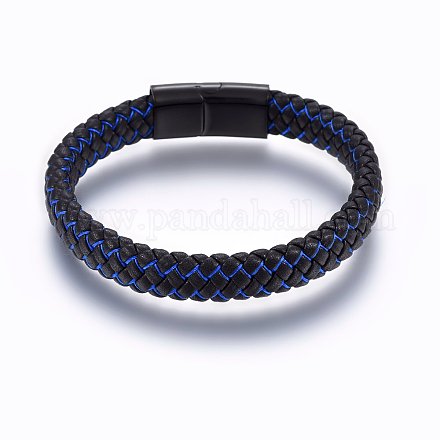 Bracelets en cuir tressé BJEW-E345-07B-1