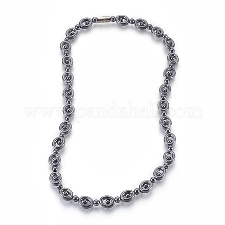 Colliers de perles d'hématite synthétique non magnétique NJEW-E128-02-1