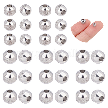 UNICRAFTALE 40Pcs 4/6mm 304 Stainless Steel Beads Flash Frosted Beads 1.5/2mm Hole Spacer Beads Shiny Bracelet Beads Metal Loose Beads for DIY Jewelry Crafts Making STAS-UN0037-81B-1