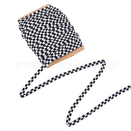 NBEADS 20 Yard Black and White Checked Embroidery Ribbons OCOR-NB0001-62-1