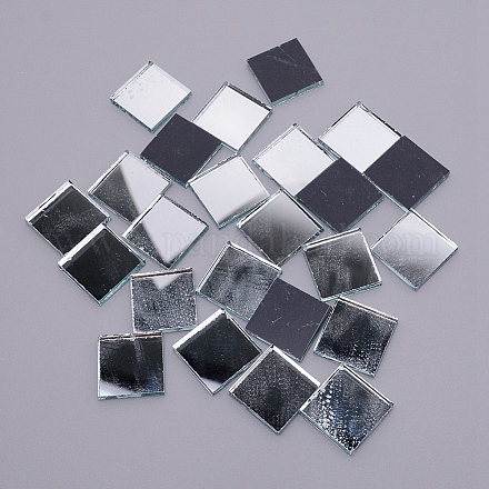 ガラスカボション  モザイクベース  家の装飾やdiyの工芸品  正方形  銀  23x23x3.5mm  約315個/1500g GLAA-WH0022-54-1