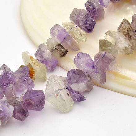 Natural Amethyst and Green Quartz Nuggets Beads Strands G-I137-04A-1