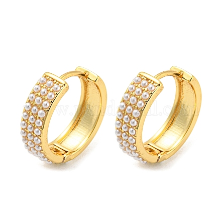 Brass Hoop Earrings with Imitation Pearl Beaded EJEW-Q785-09G-1
