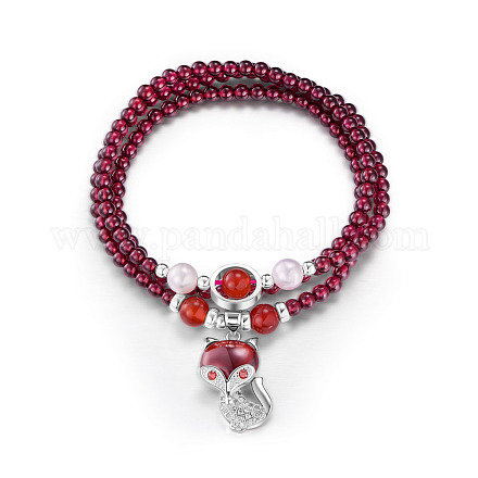 Bracelets enroulés en perles de grenat naturel Shegrace JB331A-1