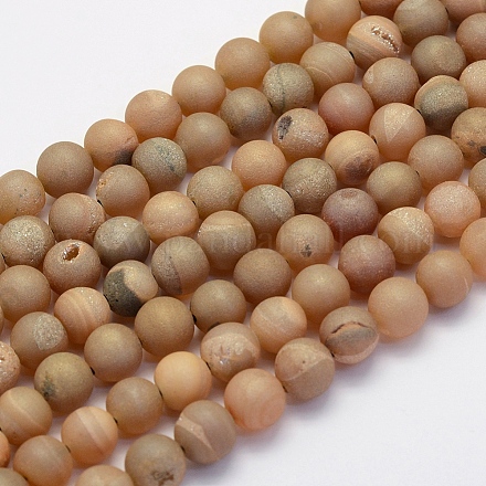 Chapelets de perles en agate druzy naturelle électrolytique X-G-G708-8mm-05-1