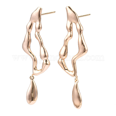 Boucles d'oreilles pendantes ovales torsadées en laiton pour femmes EJEW-N012-46-1