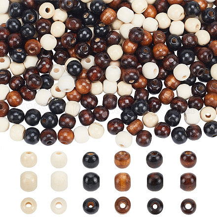 PandaHall Elite 300pcs 6 colors Dyed Natural Wood Beads WOOD-PH0002-40-1
