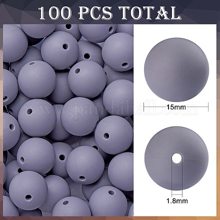 100 pz perline di silicone perline di gomma rotonde 15mm perline distanziatrici sciolte per forniture fai da te creazione di portachiavi gioielli JX458A-1