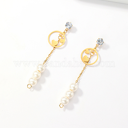 Boucles d'oreilles pendantes en acier inoxydable doré 304 CL0746-3-1