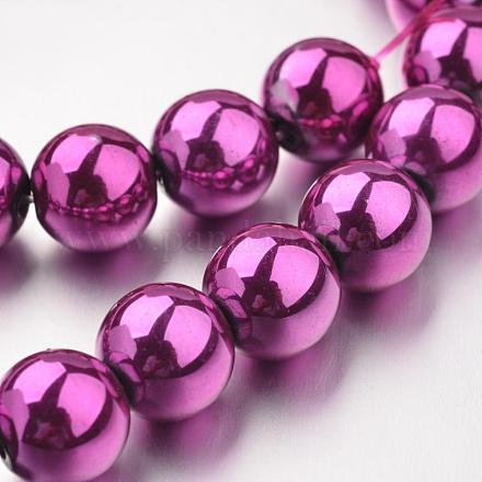 Chapelets de perle en hématite synthétique sans magnétique G-F301-10mm-03-1