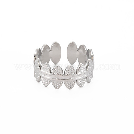 304 anello per polsino aperto avvolgente ovale in acciaio inossidabile per donna RJEW-S405-153P-1