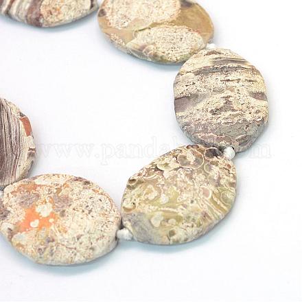 Facettes ovales océan naturel perles de jaspe brins G-L456-11A-1