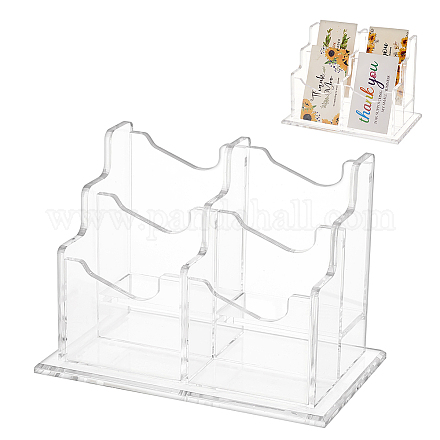 4-Slot Transparent Acrylic Business Name Card Display Stands ODIS-WH0030-64A-1