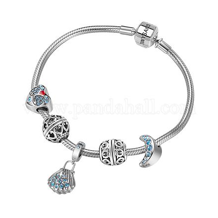 TINYSAND Sterling Silver Heart of Ocean European Bracelets TS-Set-015-23-1