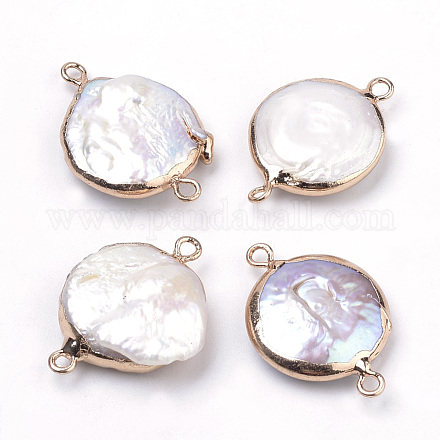 Plated Natural Baroque Pearl Keshi Pearl Links connectors PEAR-S012-02G-1
