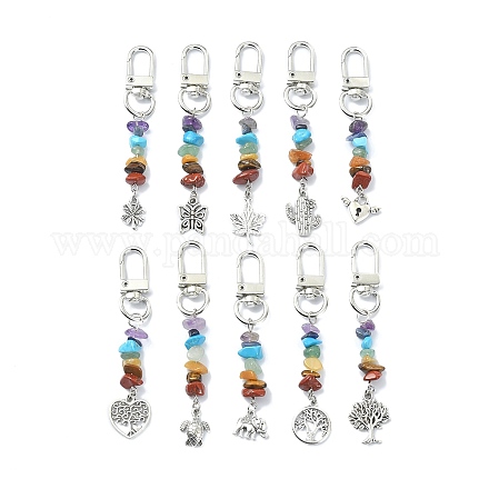 Natural & Synthetic Chip Bead with Tibetan Style Alloy Charms Pendants Decorations HJEW-JM01448-1
