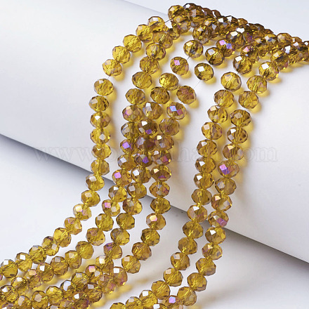 Electroplate Transparent Glass Beads Strands EGLA-A034-T6mm-F05-1