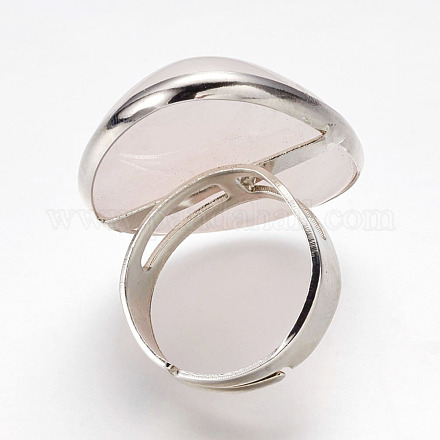 Natural rosa de anillos de cuarzo RJEW-P054-01-1