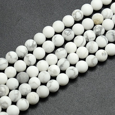 Chapelets de perles rondes en howlite mate G-M064-4mm-12-1