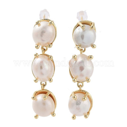 Orecchini pendenti con perle naturali EJEW-P256-37G-1