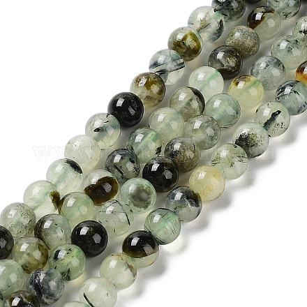 Chapelets de perles en préhnite naturelle G-P322-48-6mm-01-1