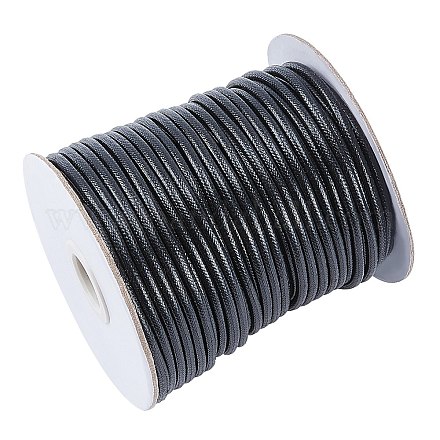 木綿糸ワックスコード  ブラック  1/8インチ（3mm）  50ヤード/ロール YC-WH0008-02A-1