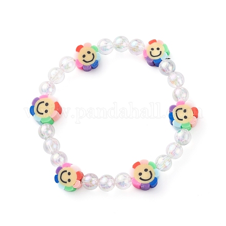 Bracelets extensibles en perles d'argile polymère faites à la main pour les enfants BJEW-JB06325-04-1
