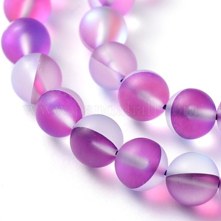 Fili di perle tonde di pietra sintetica tinti G-L376-8mm-A01-1