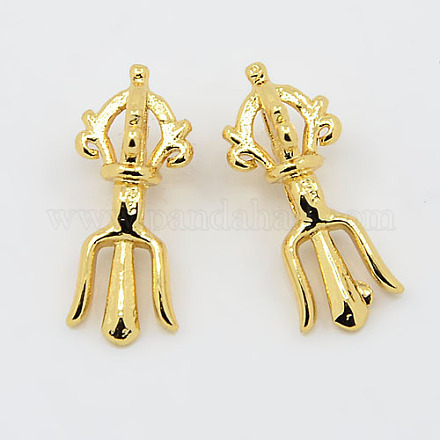Real 18K Gold Plated Brass Buddhist Beads KK-K091-01G-1