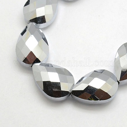 Electroplate Crystal Glass Teardrop Beads Strands EGLA-F067C-01-1