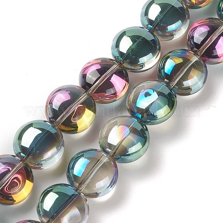 Brins de perles de verre de galvanoplastie transparentes X-EGLA-P049-01A-HP01-1