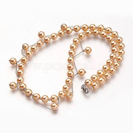 Colliers avec perles en verre à la mode NJEW-JN01783-03-1