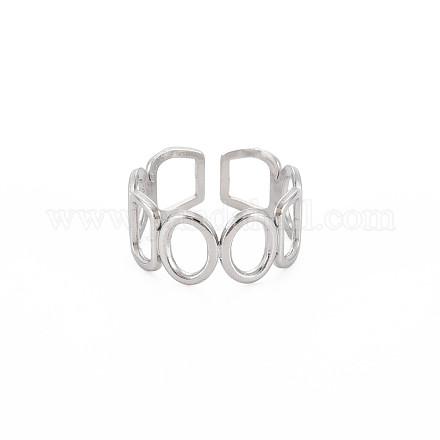 304 anillo de puño envolvente de geometría abierta de acero inoxidable para mujer RJEW-S405-166P-1