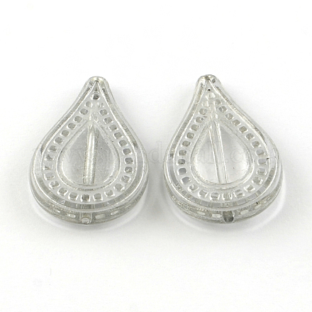 Perles acryliques transparentes plaquées en forme de larme plate PACR-S452-40-1