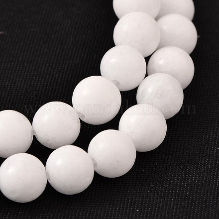 Natürliche weiße Jade runde Perle Stränge G-O113-01-6mm-1