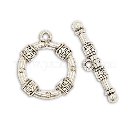 Chiusure toggle anello in lega stile tibetano PALLOY-J154-51AS-1