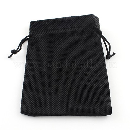 黄麻布ラッピングポーチ巾着袋  ブラック  9x7cm X-ABAG-Q050-7x9-09-1