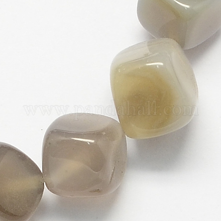 Cube Shaped Gemstone Natural Grey Agate Stone Beads Strands G-S108-01-1