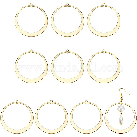 BENECREAT 10 PCS Real 18k Gold-plated Brass Connecting Ring KK-BC0009-01-1