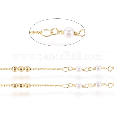 3.28 Fuß handgefertigte Perlenkette aus Messing X-CHC-G011-09G-1
